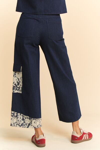 Davi & Dani Lace Applique Wide Leg Jeans - Enfance-Heureuse