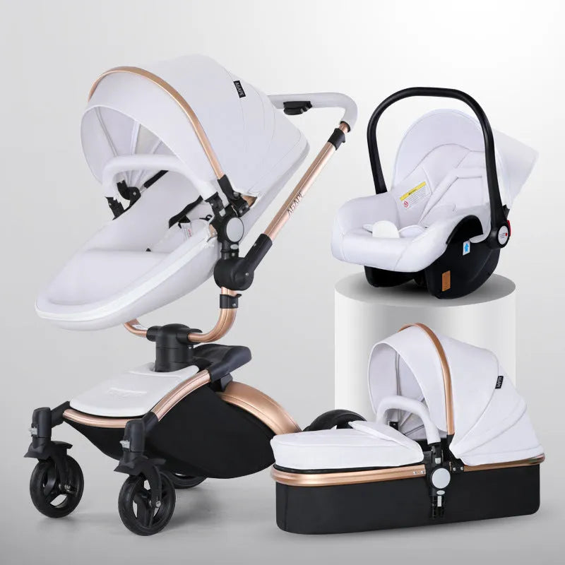 Haute paysage bébé poussette 360 degrés Rotation 3-en-1 panier pliable