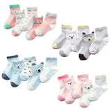 Children's Socks Pack of 5 Colors Breathable Summer Cotton Socks for Boys and Girls - Enfance-Heureuse