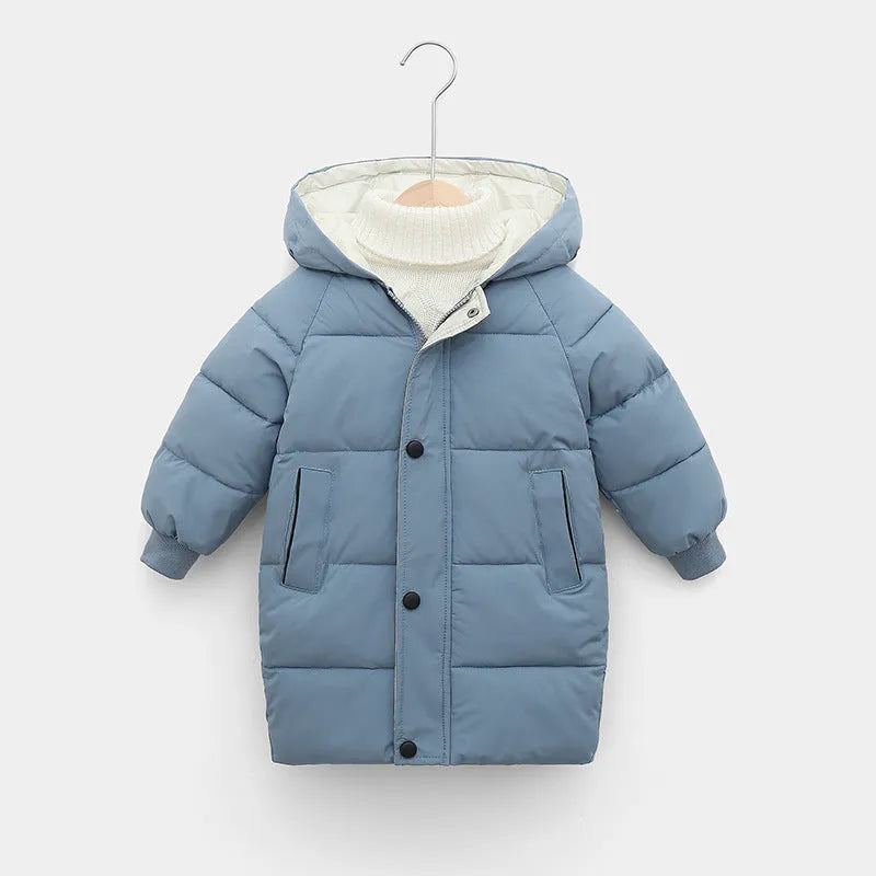 Children's down padded jacket thick mid-length - Enfance-Heureuse