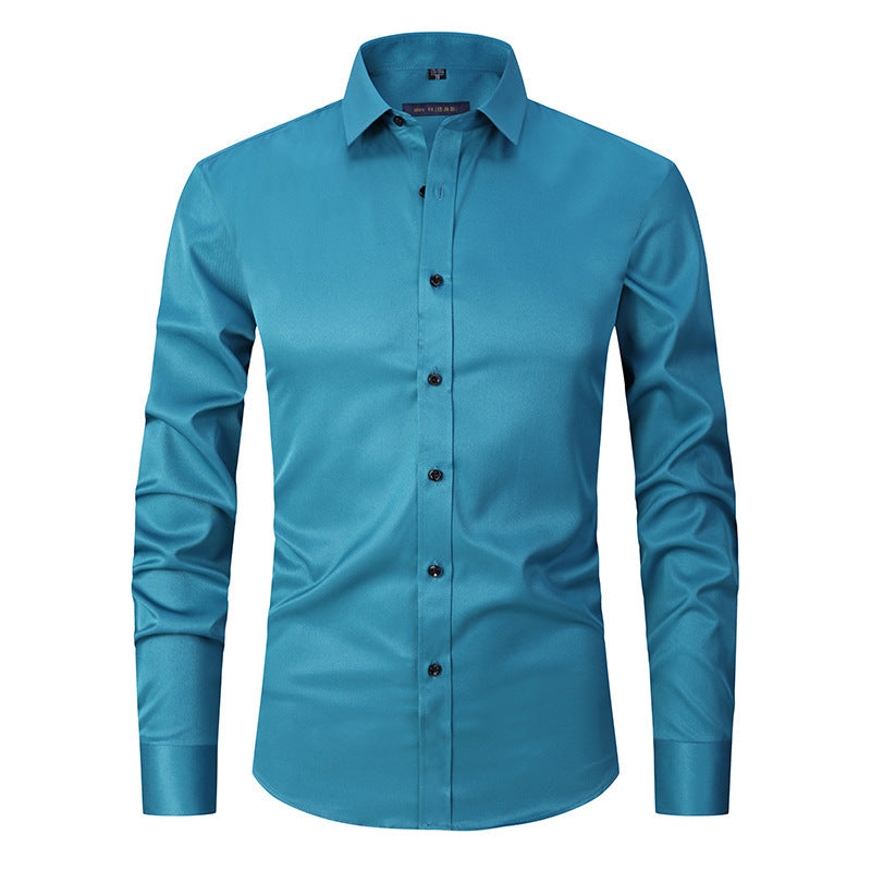 Men's Stretch Shirt Long Sleeve Non-ironing Slim Fit - Enfance-Heureuse