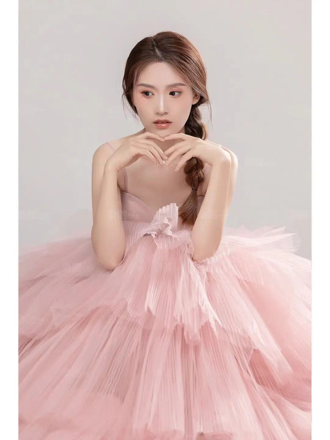Elegant Girl's Wedding Photography Dress Pink White - Enfance-Heureuse