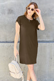 Basic Bae Full Size Round Neck Short Sleeve Dress with Pockets - Enfance-Heureuse