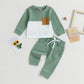 Color Matching Pocket Waffle Sweater Lace-up Sweatpants 2-Piece Children's Fashion Casual Wear Baby Suit - Enfance-Heureuse