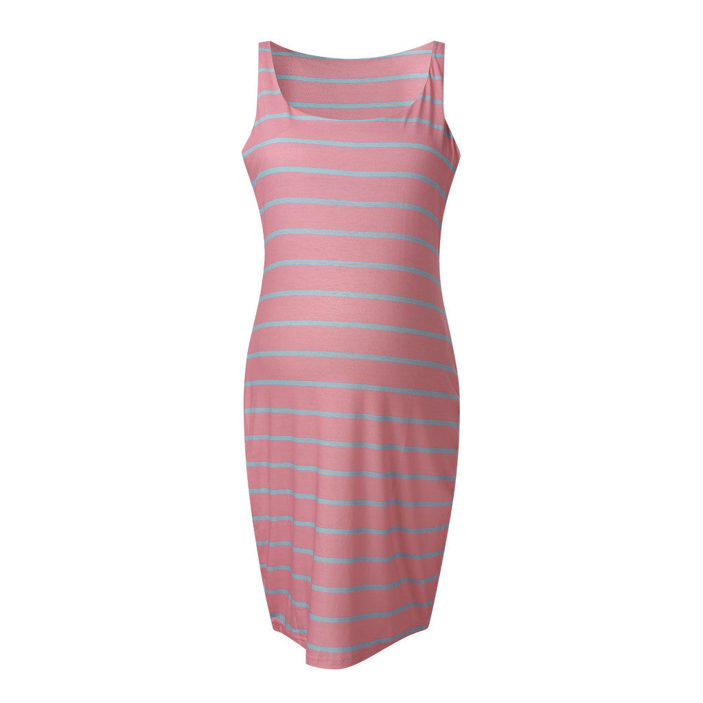 Striped Maternity Vest Dress - Enfance-Heureuse