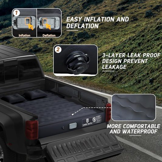 Truck Bed Air Mattress For 6.0-6.5ft Full-size Short Beds, Easily Inflates And Deflates With Built-In Rechargeable Air Pump Camping Bed Outdoor Mattress