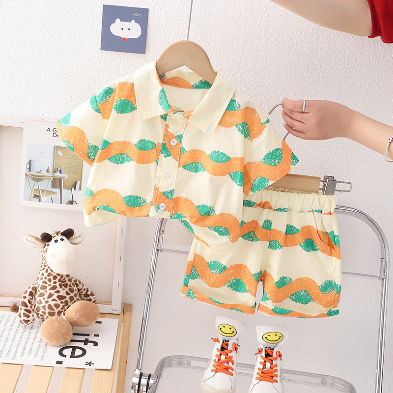 Beach Style Shirt Thin Holiday Shirt Casual Two-piece Suit - Enfance-Heureuse