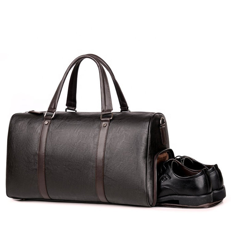 The first layer of leather leisure portable travel bag luggage bag with independent shoes single shoulder diagonal package - Enfance-Heureuse