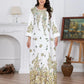 Elegant Flower Diamond Robe Dress - Women's Long Sleeve Round Neck Long Dress - Enfance-Heureuse