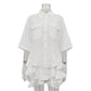 Ruffled Tiered Skirt Lapel Short-sleeved Shirt Two-piece Set - Enfance-Heureuse