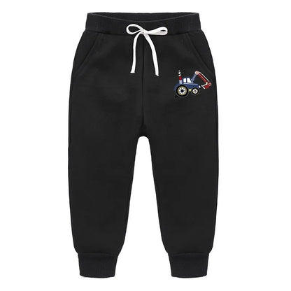 Backhoe Bulldozer Silver Fox Fleece Sweatpants Children's Clothing - Enfance-Heureuse