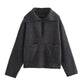 Simple Big Lapel Long Sleeve Pocket Pullover Sweater - Enfance-Heureuse