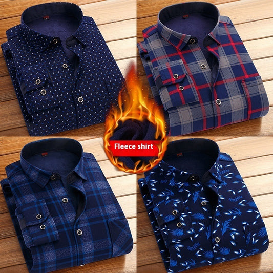 Thickened Velvet Padded Shirt Thermal Plaid - Enfance-Heureuse