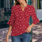 Womens Ruffle 3 4 Sleeve Chiffon Blouses Dressy Casual Trendy Shirts V Neck Business Work Top - Enfance-Heureuse