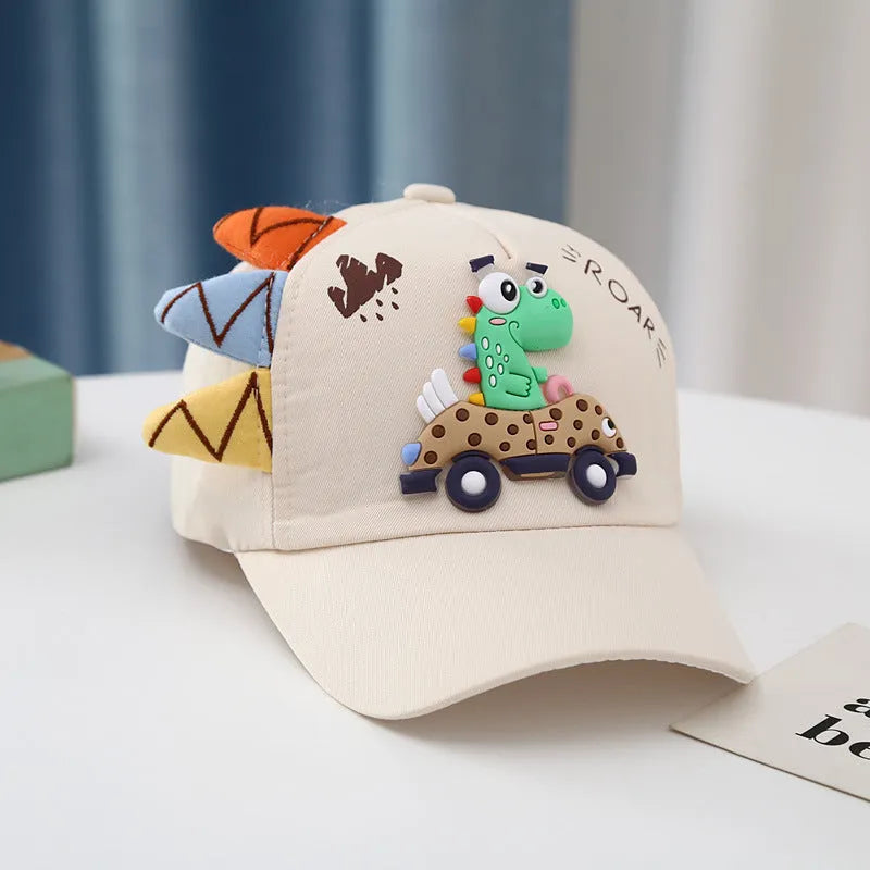 Dinosaur Car Peaked Cap Korean Style Boys And Girls Embroidery - Enfance-Heureuse