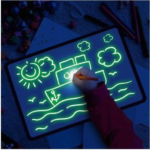 Educational Toy Drawing Pad 3D Magic 8 Light Effects Puzzle Board Sketchpad - Enfance-Heureuse