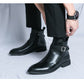 Men's British Style Fashion High-top Leather Shoes Side Zipper Mid-Top Martin Boots - Enfance-Heureuse