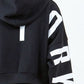 American Bazi Letter Graphic Long Sleeve Drawstring Cropped Hoodie - Enfance-Heureuse