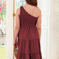 One-Shoulder Sleeveless Tiered Dress - Enfance-Heureuse
