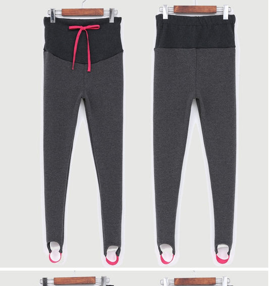 South Korea maternity new winter pregnant women foot leggings and cashmere trousers abdomen supporting feet thick spot - Enfance-Heureuse