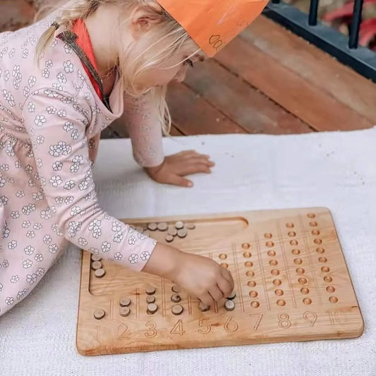 Descripción del tablero de conteo de troncos Montessori Material didáctico