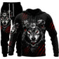 3D Wolf Print Tracksuit Men Sportswear Hooded Sweatsuit Two Piece Outdoors Running Fitness Mens Clothing Jogging Set - Enfance-Heureuse