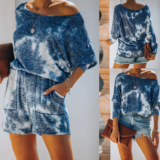 Fashion Printed Round Neck Long Sleeve Casual Suit