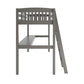 Everest Grey High Loft Bed With Desk And Storage, Heavy Duty Solid Wood Full Size Loft Bed Frame With Stairs For Kids And Toddlers, No Box Spring Needed - Enfance-Heureuse