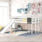 Twin Size Loft Bed Wood Bed With Slide, Stair And Chalkboard,White - Enfance-Heureuse