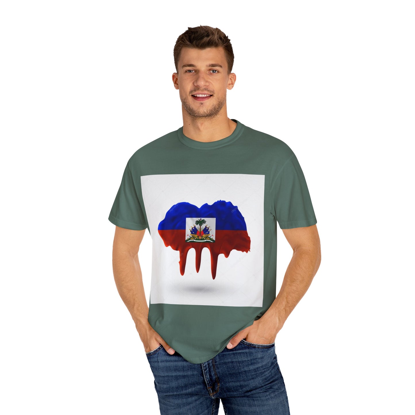 Haiti Flag Drip T-Shirt — Haitian Pride Graphic Tee