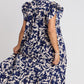 Umgee Full Size Floral Collared Ruffle Cap Sleeve Midi Dress Plus Size