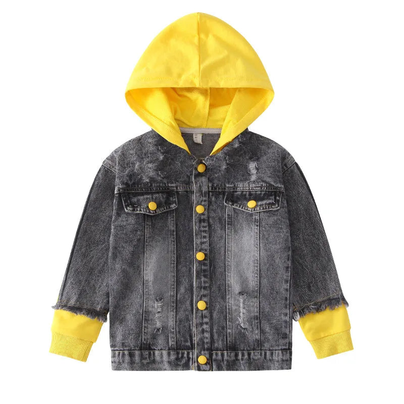 Veste en jean garçon printemps automne sweat à capuche - Enfance-Heureuse
