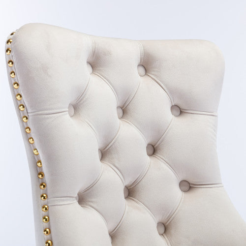 Chaise de bureau à boutons capitonnés en tissu velours, chaise de bureau réglable, chaise de bureau pivotante