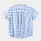 Children's Cotton Blue Short-sleeved Shirt Fashion Casual Short-sleeved Plaid Shirt - Enfance-Heureuse