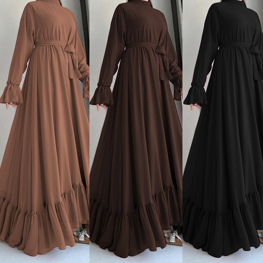 Chiffon Long Belt Fashionable Elegant Women's Dress
