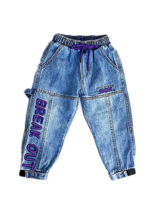 Children's Embroidered Trousers Plus Fleece Thick Pants - Enfance-Heureuse