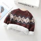 Boys and girls plus velvet thick retro knitted sweater - Enfance-Heureuse