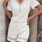 V Neck Short Sleeve Top and Shorts Set - Enfance-Heureuse