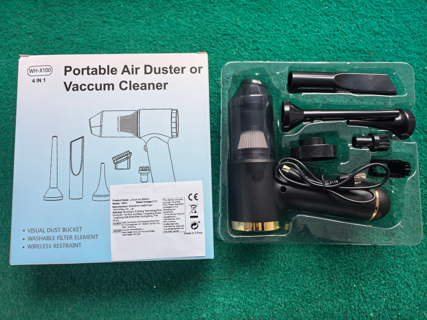 Vacuum Cleaner And Air Duster For Cars, Homes, Offices And Pets, High-power, Multi-nozzle Handheld Car Vacuum Cleaner.