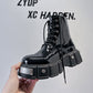 New Men's Chunky Heel Platform Round Head Lace-up Martin Boots - Enfance-Heureuse