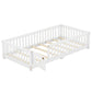 Twin Size Bed Floor Bed With Safety Guardrails And Door For Kids, White - Enfance-Heureuse