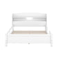 Wood Full Size Platform Bed With Built-in LED Light, Storage Headboard And Guardrail, White - Enfance-Heureuse