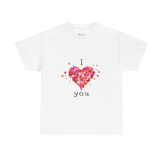 I Love You Floral Unisex Tee, Romantic Gift, Cute Graphic Shirt for Couples, Floral T-Shirt for Anniversaries, Sweetheart Top - Enfance-Heureuse