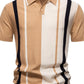 Men's Color Block Striped Knit Polo Shirt - Enfance-Heureuse