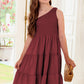 One-Shoulder Sleeveless Tiered Dress - Enfance-Heureuse