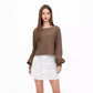 Loose Round Neck Short Sleeve Knitted Sweater - Enfance-Heureuse