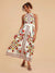 Women's Floral Print Lace-up Sleeveless Mid-length Dress - Enfance-Heureuse