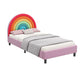 Rainbow Design Upholstered Twin Platform Bed Cute Style Princess Bed For Boys Girls, Teens - Enfance-Heureuse
