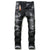 men jeans famous D2 Men slim jeans pants mens denim trousers zipper blue hole Pencil Pants - Enfance-Heureuse
