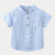 Children's Cotton Blue Short-sleeved Shirt Fashion Casual Short-sleeved Plaid Shirt - Enfance-Heureuse